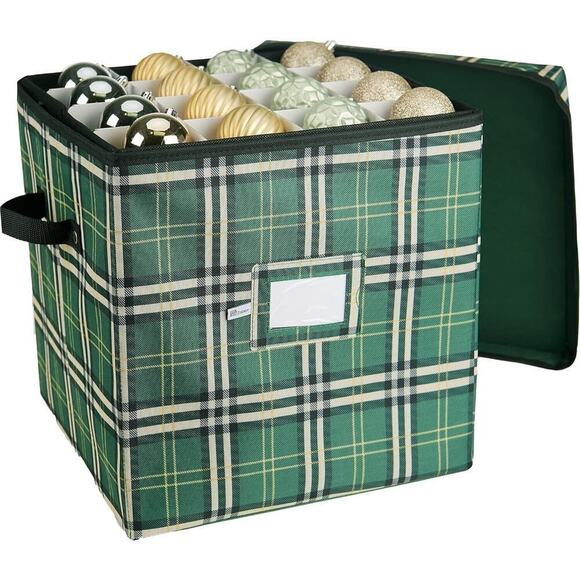 Green Ornament Christmas Storage Box With Dividers 64 Compartment Xmas Baubles - Picture 1 of 8
